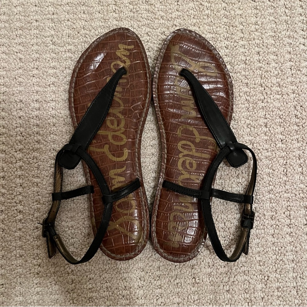 Sam Edelman Black and Brown Sandals with Flat Sole